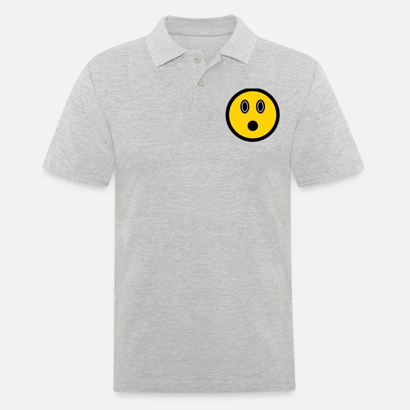 Émoticône perplexe - Symbole d’image - Stroke Face - Polo Homme - gris chiné
