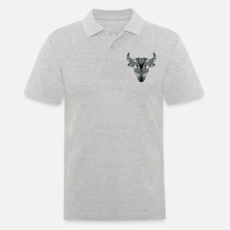 Testa di toro in stile origami - Polo da uomo - grigio melange