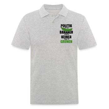 Politik ist wie Bananen kaufen - keine Grünen - Männer Poloshirt - Grau meliert - Vorne - Kai (181cm)