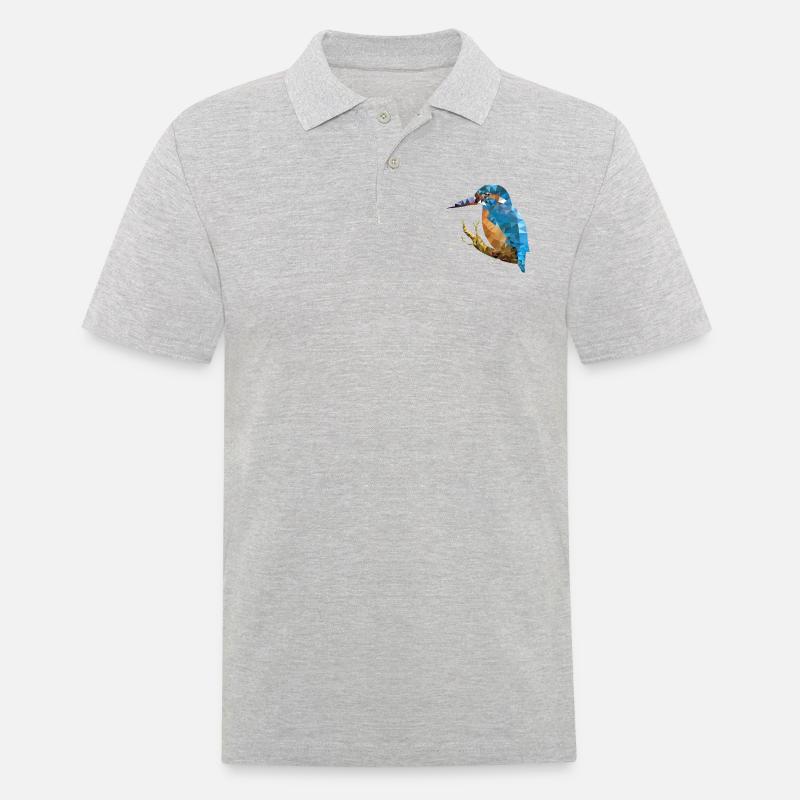 Eisvogel Polygon Art Design - Männer Poloshirt - Grau meliert
