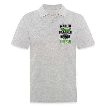Wählen ist wie Bananen kaufen - keine Grünen - Männer Poloshirt - Grau meliert - Vorne - Kai (181cm)