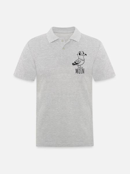 Cartoon Möwe - Moin - Norddeutsch - Männer Poloshirt - Grau meliert