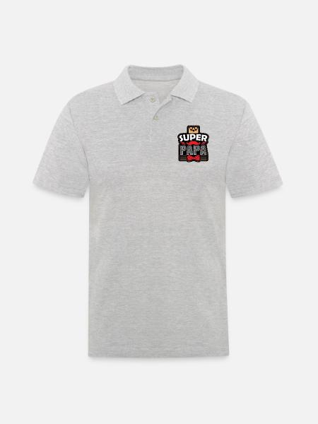 SUPER PAPA - Polo Homme - gris chiné