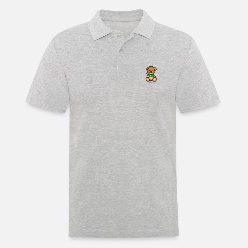 Pixel Bär Brasilien - Männer Poloshirt - Grau meliert