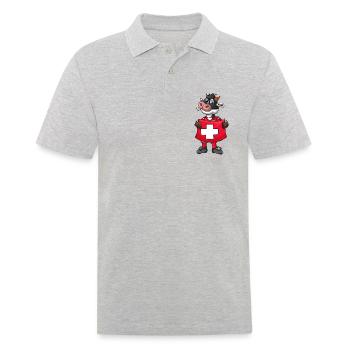 Vache fan suisse - Polo Homme - gris chiné - Devant - Kai (181cm)