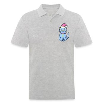 Meowy Christmas - Geschenk mit Katze - Männer Poloshirt - Grau meliert - Vorne - Kai (181cm)
