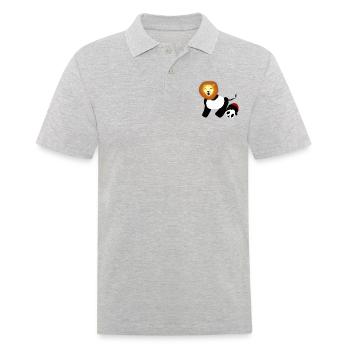 Panda spielen mit Löwen - Männer Poloshirt - Grau meliert - Vorne - Kai (181cm)