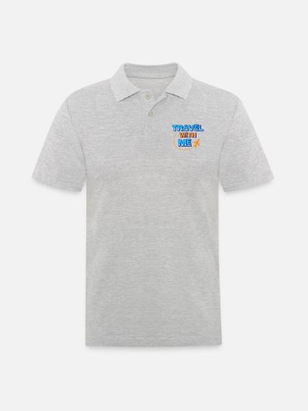 Reise mit mir - Männer Poloshirt - Grau meliert