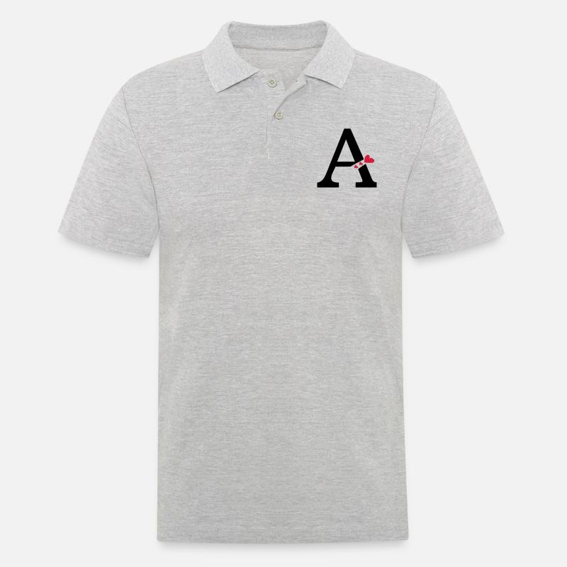 Großbuchstabe A mit Herzen - Männer Poloshirt - Grau meliert