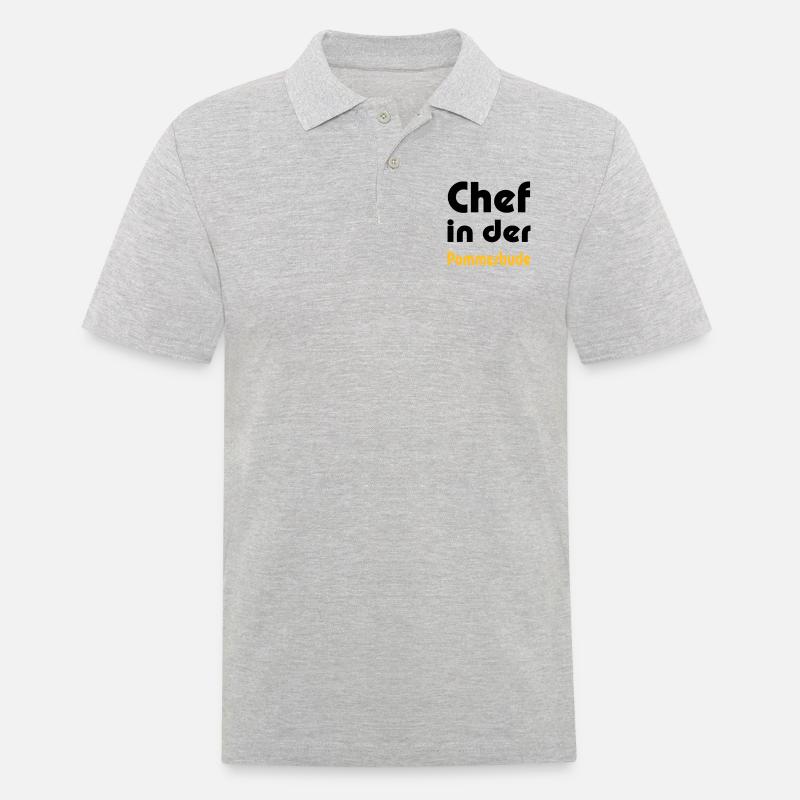Chef in der Pommesbude - Männer Poloshirt - Grau meliert