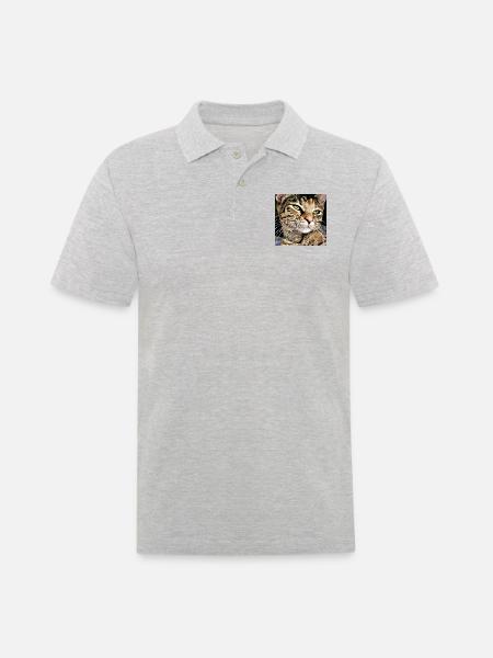 Tabby cat portrait - Men's Polo Shirt - heather grey