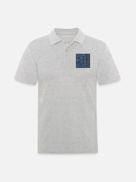 Silver Dunkel Blau Tie Dye Textile Muster - Männer Poloshirt - Grau meliert
