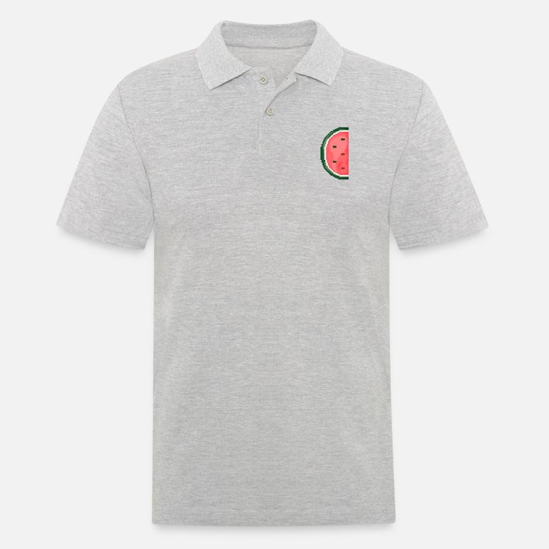 Pixel Art Melon Pattern Variante 1 - Polo Homme - gris chiné