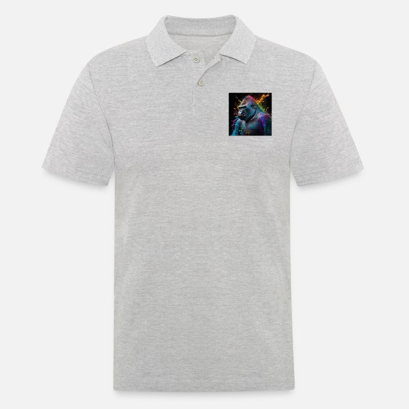 Farbiger Gorilla, einzigartiges Design - Männer Poloshirt - Grau meliert