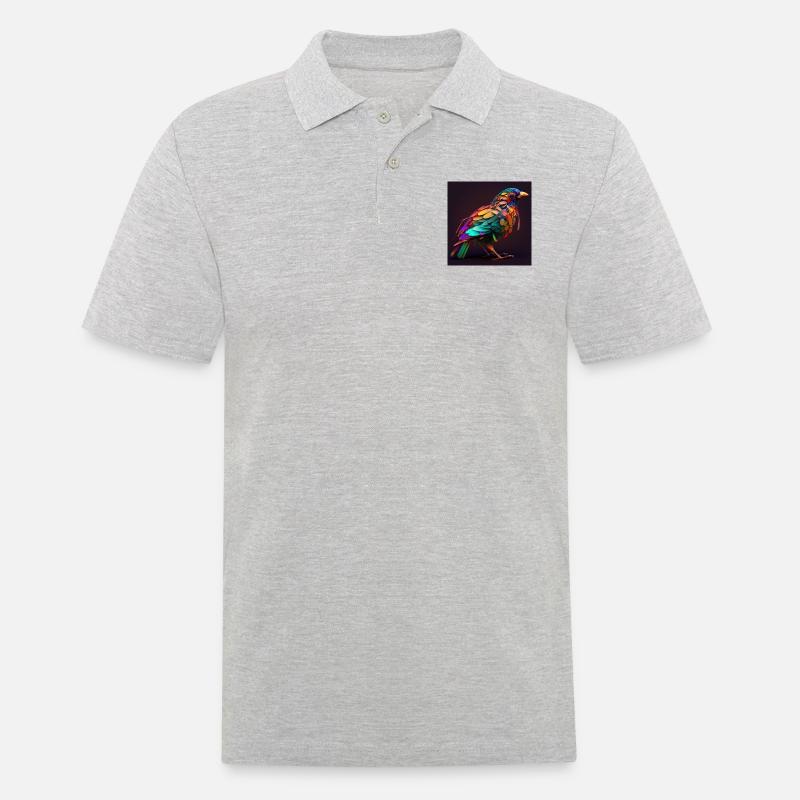 Farbiger Vogel, einzigartiges Design - Männer Poloshirt - Grau meliert