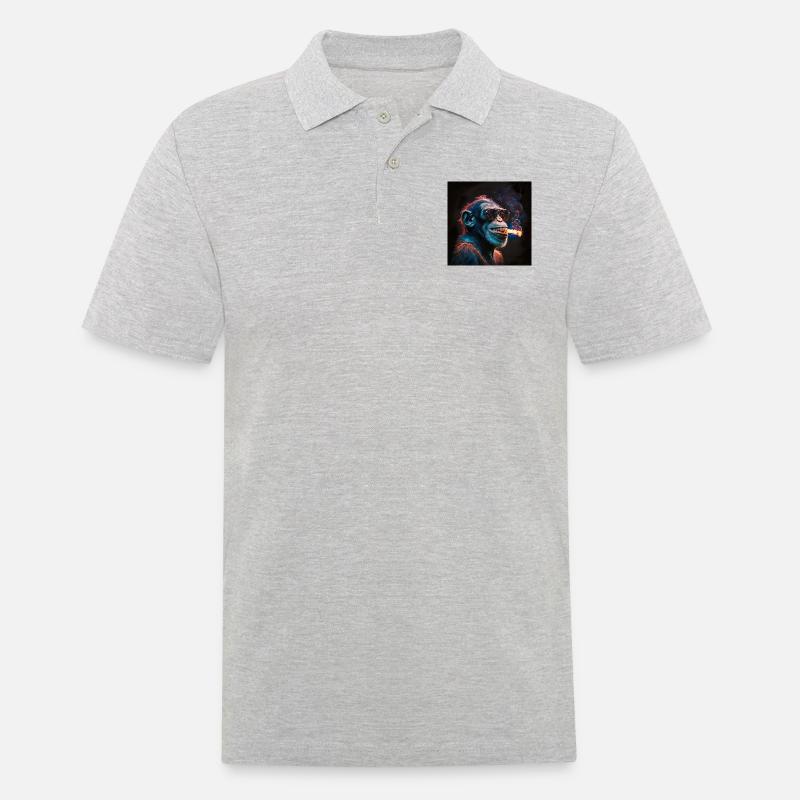 Cool Monkey, generative KI - Männer Poloshirt - Grau meliert