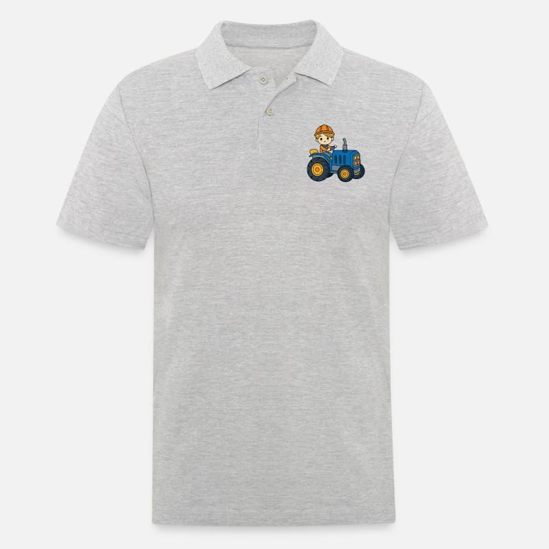 Traktor Junge Kinder - Männer Poloshirt - Grau meliert