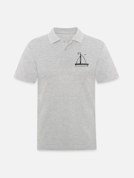 SEGELBOOT SEGELN SEGELSPORT BOOT MARITIM URLAUB - Männer Poloshirt - Grau meliert