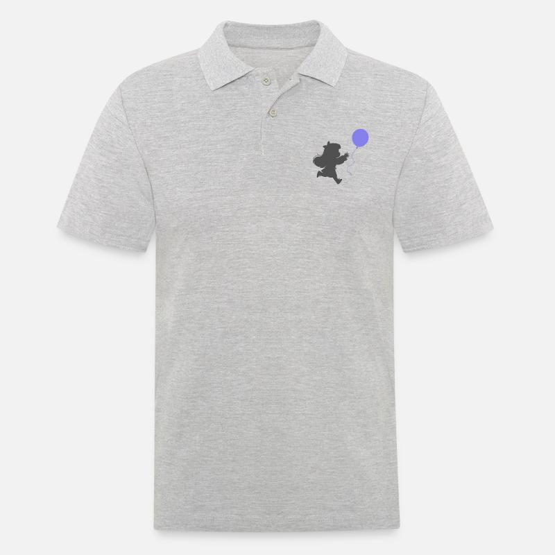 Mädchen mit einem Luftballon - Männer Poloshirt - Grau meliert
