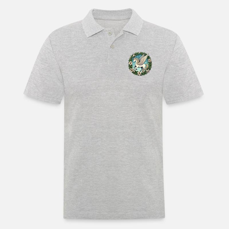 Pegasus Einhorn - Männer Poloshirt - Grau meliert