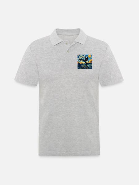 Karate Taekwondo Van Gogh - Männer Poloshirt - Grau meliert