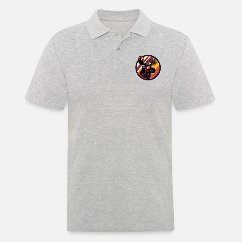 Elch Comic Cool - Männer Poloshirt - Grau meliert