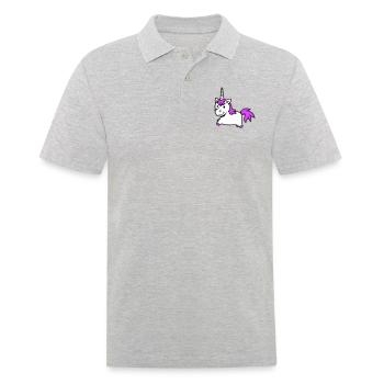 Einhorn Pink Süß Hübsch Freundlich Cartoon Pferd - Männer Poloshirt - Grau meliert - Vorne - Kai (181cm)