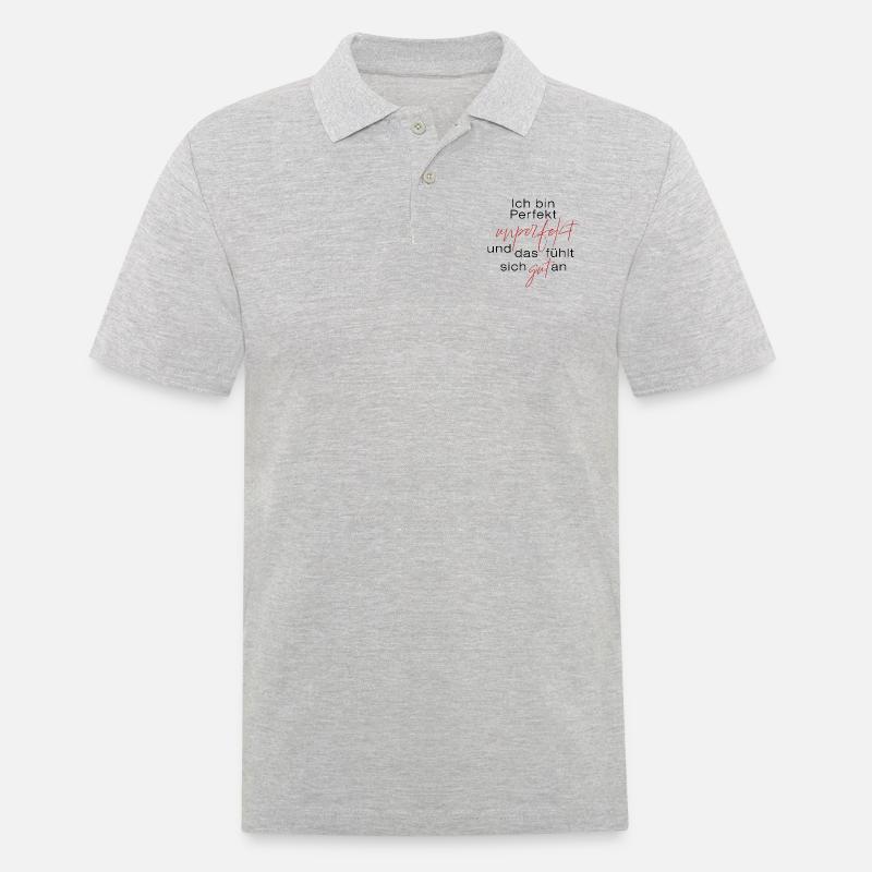 Ich bin perfekt unperfekt ... - Männer Poloshirt - Grau meliert