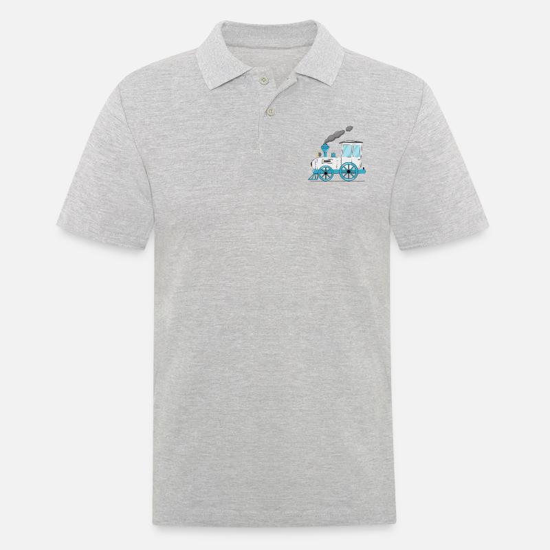 Kinderzug Eisenbahn weiß - Männer Poloshirt - Grau meliert