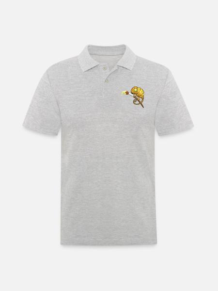 Chamaeleon mit Pinsel und Farbe. Geschenkidee - Männer Poloshirt - Grau meliert