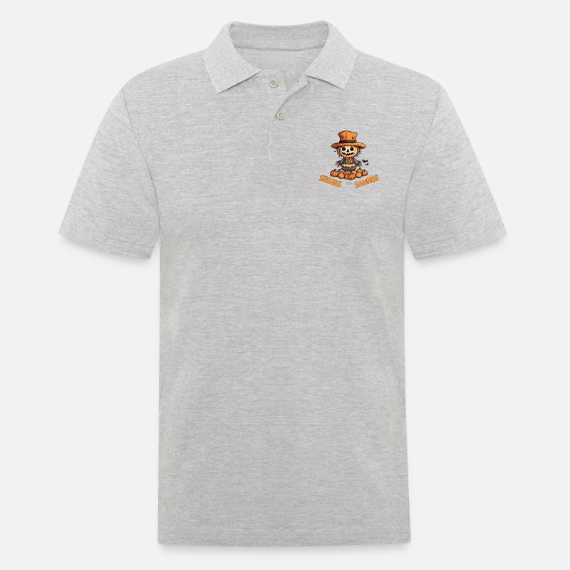 Süßes oder Saueres Halloween Vogelscheuche - Männer Poloshirt - Grau meliert