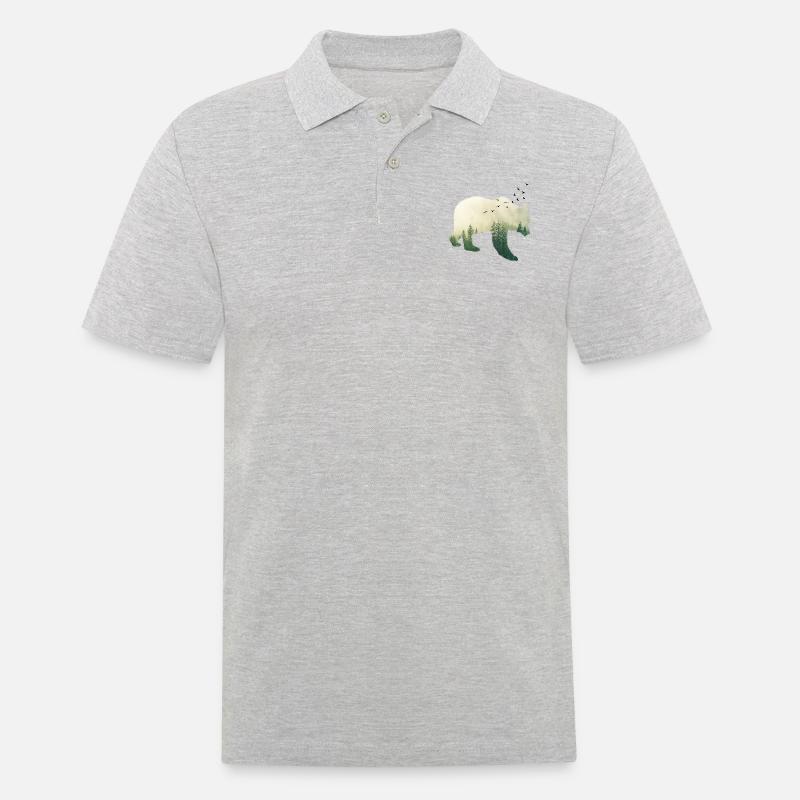 Waldbär - Männer Poloshirt - Grau meliert