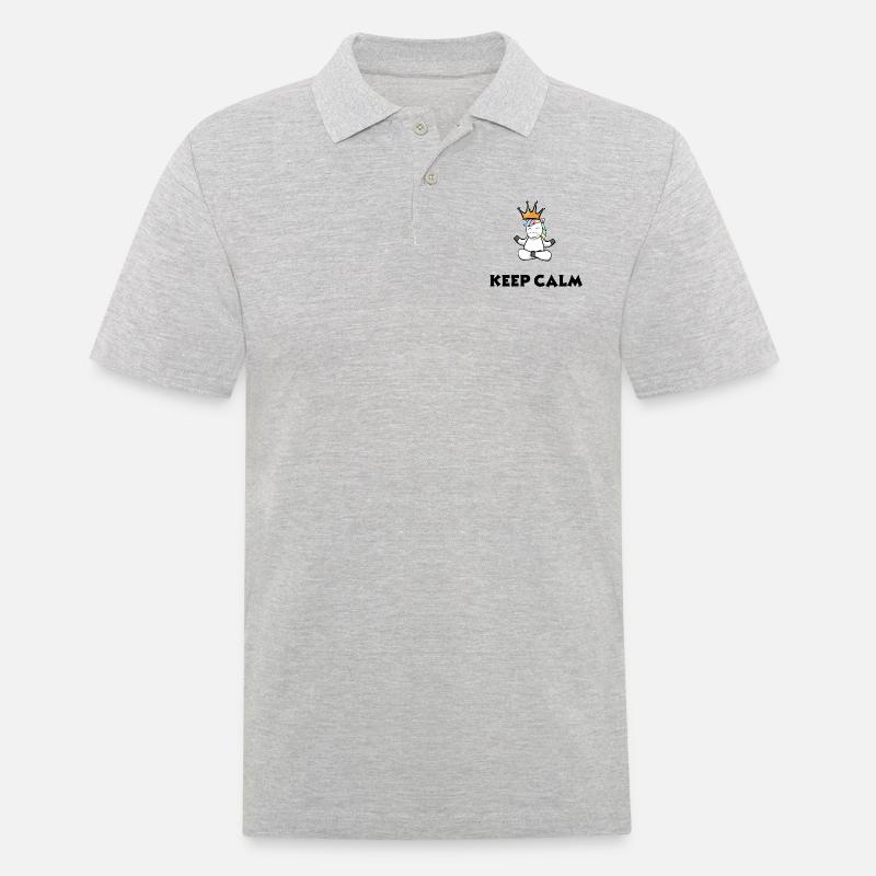 keep calm Einhorn - Männer Poloshirt - Grau meliert