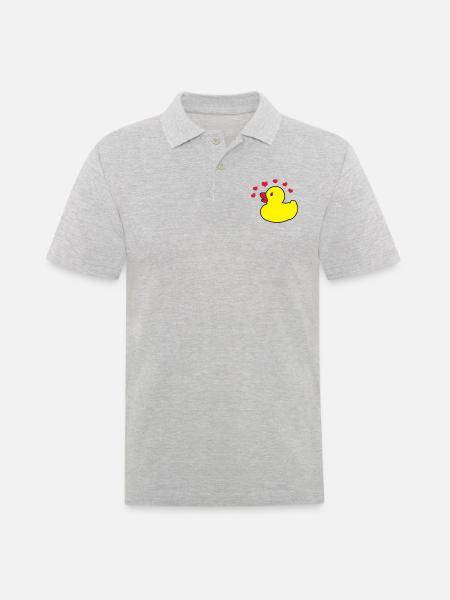 quitsche_enten_love2 - Männer Poloshirt - Grau meliert
