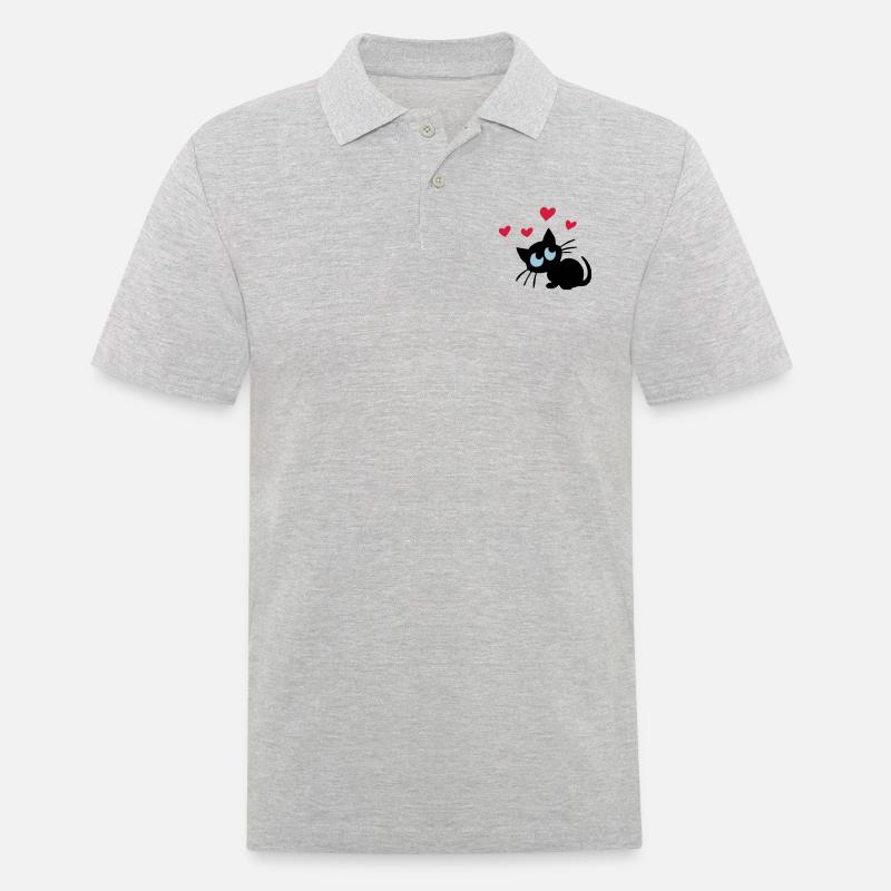 Herzkätzchen - Männer Poloshirt - Grau meliert