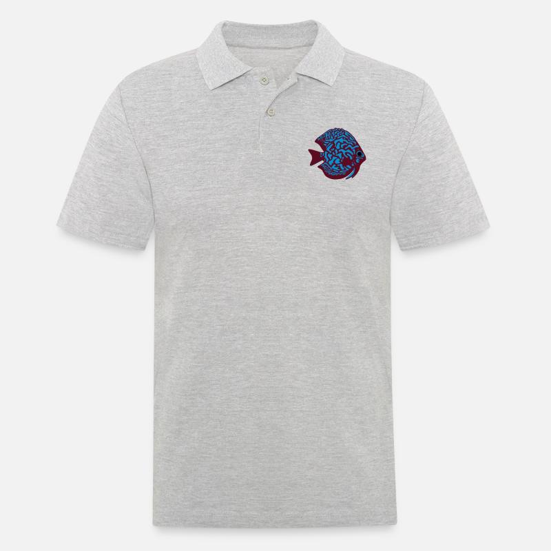 Diskusfisch vektor - Männer Poloshirt - Grau meliert