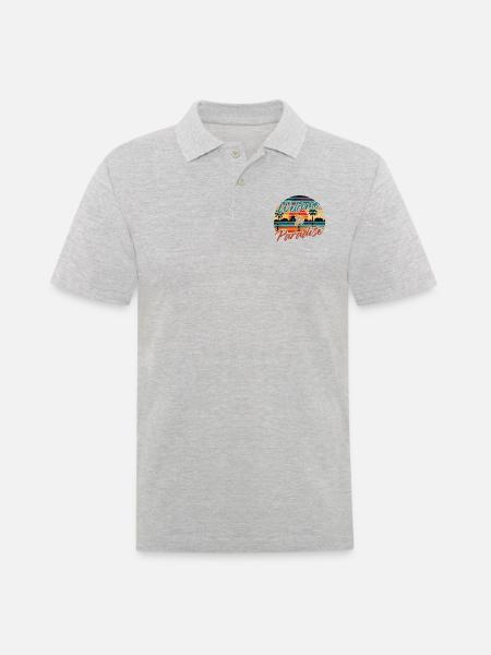 Welcome to paradise vintage sunset palm trees - Männer Poloshirt - Grau meliert