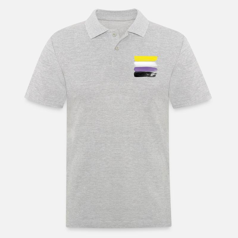 Non-Binary Pride Strokes - Männer Poloshirt - Grau meliert