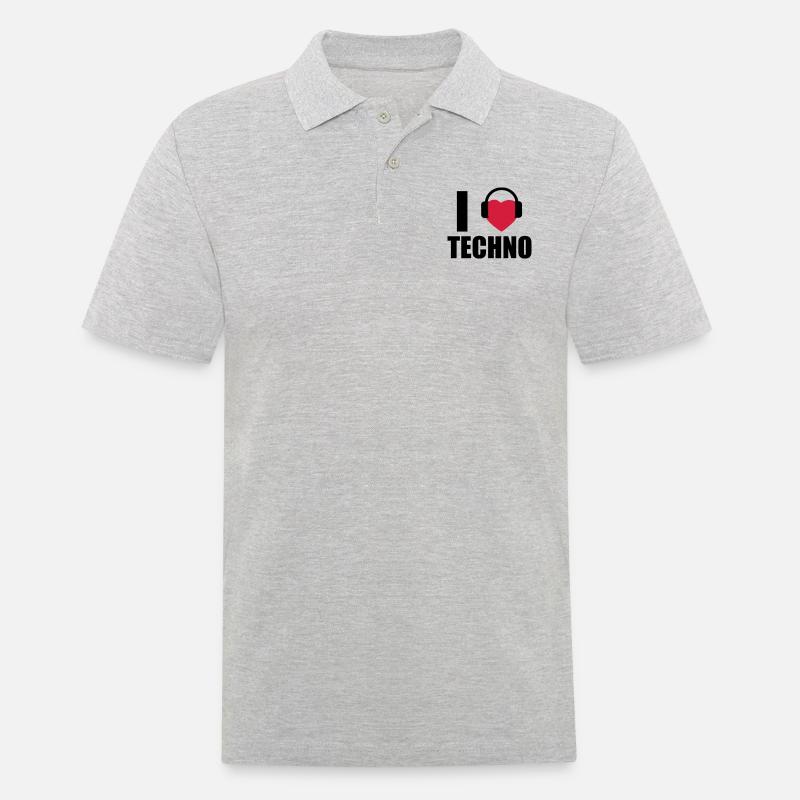 I LOVE TECHNO 1 - Männer Poloshirt - Grau meliert