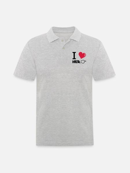 i_love_her - Männer Poloshirt - Grau meliert