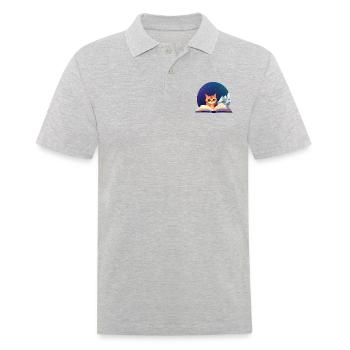 Kätzchen Bücher Katze Lesen Kater Buch Hauskatze - Männer Poloshirt - Grau meliert - Vorne - Kai (181cm)
