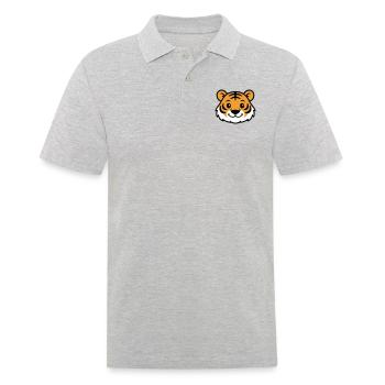 Tiger Gesicht - Männer Poloshirt - Grau meliert - Vorne - Kai (181cm)