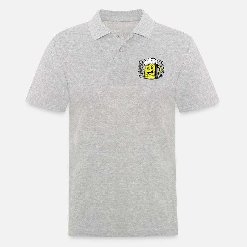 Bier Lustig Comic - Männer Poloshirt - Grau meliert