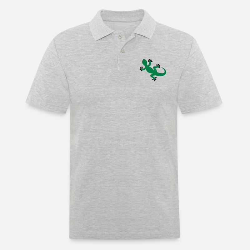 Gecko / Eidechse - Männer Poloshirt - Grau meliert