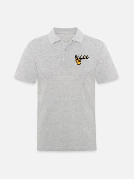 Tierhirschbrunft Hirsch 0 - Männer Poloshirt - Grau meliert