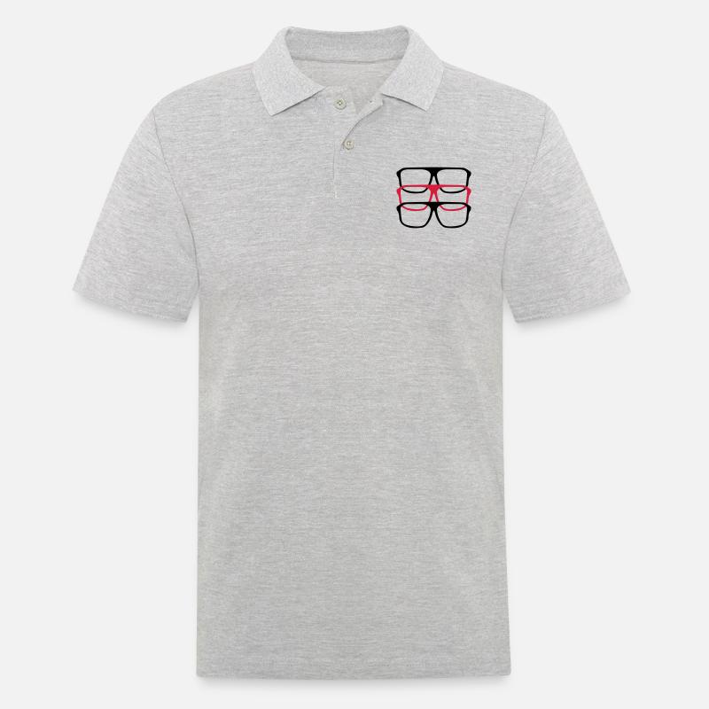 brille_03 - Männer Poloshirt - Grau meliert