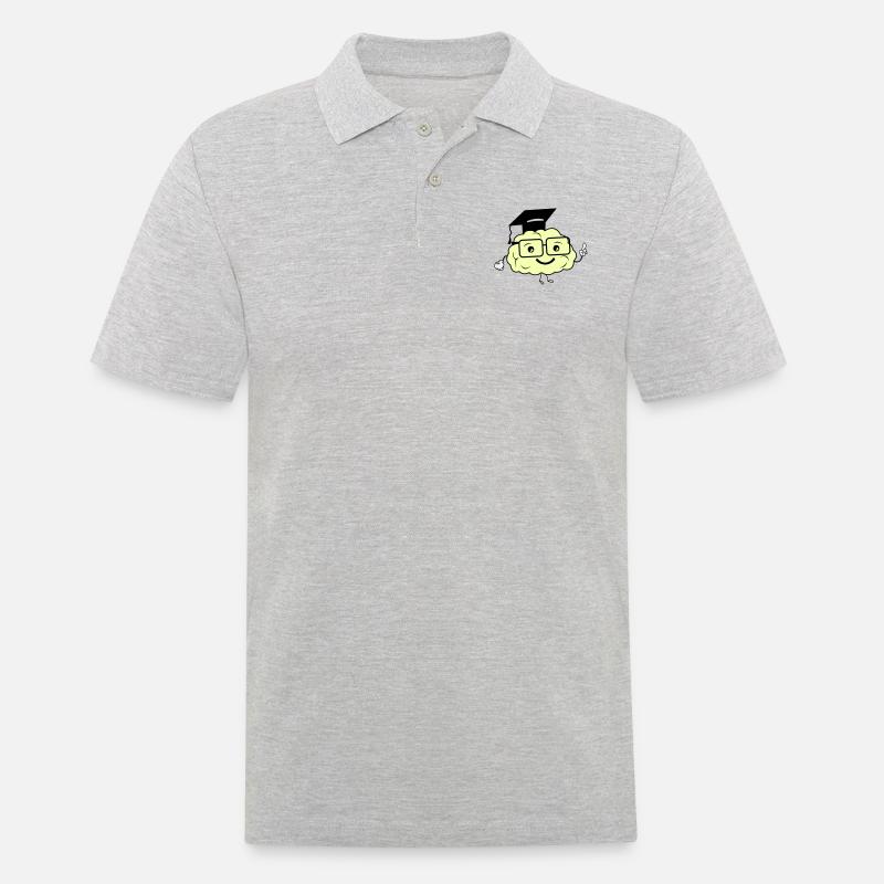 cerveau intelligent 02 - Polo Homme - gris chiné