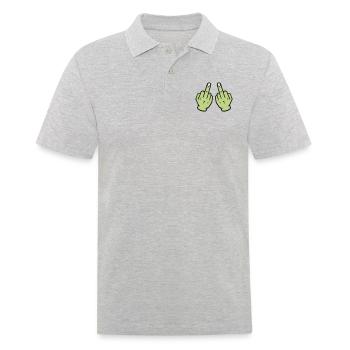 Mittelfinger Hand - Männer Poloshirt - Grau meliert - Vorne - Kai (181cm)