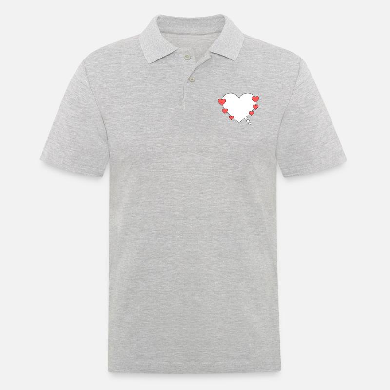 Denkblase mit Herz - Männer Poloshirt - Grau meliert