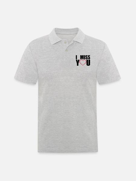 I miss you geschenk - Männer Poloshirt - Grau meliert